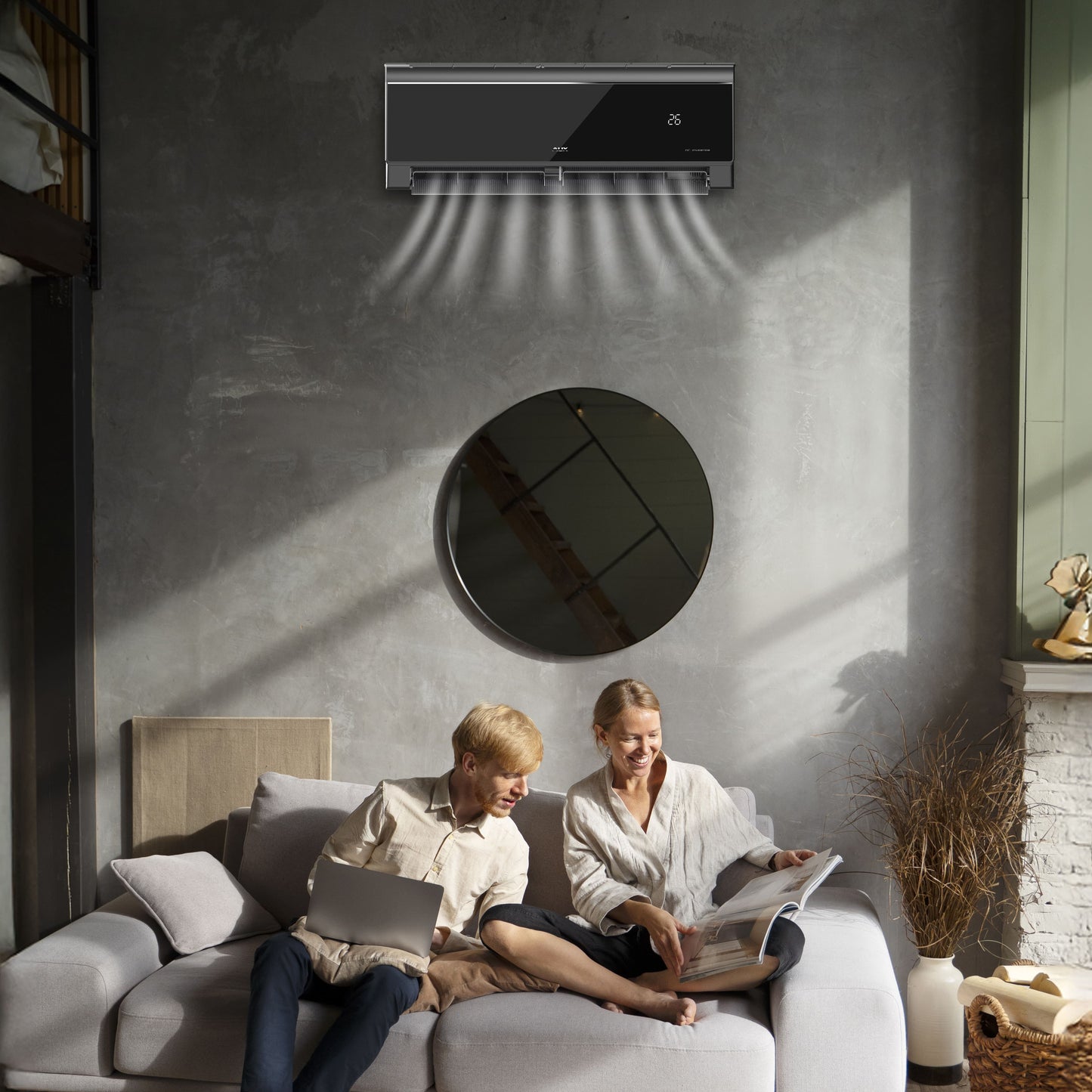 AUX MULTI SPLIT AIRCO - BINNENUNIT - KOELEN EN VERWARMEN - WIFI - 12000BTU - 3,5KW - GLANZEND ZWART