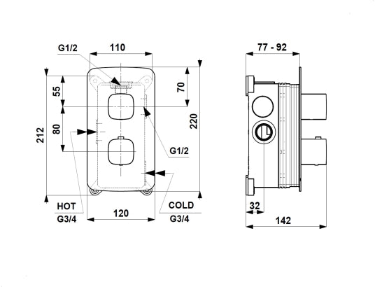MALAGA ZWART thermostatische mengkraan inbouw