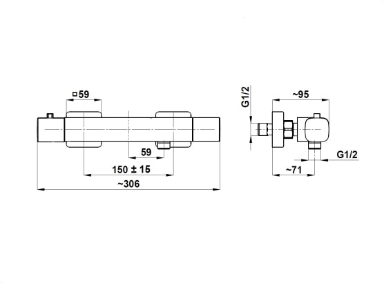 MALAGA CHROME OPBOUW THERMOSTATISCHE DOUCHEMENGKRAAN