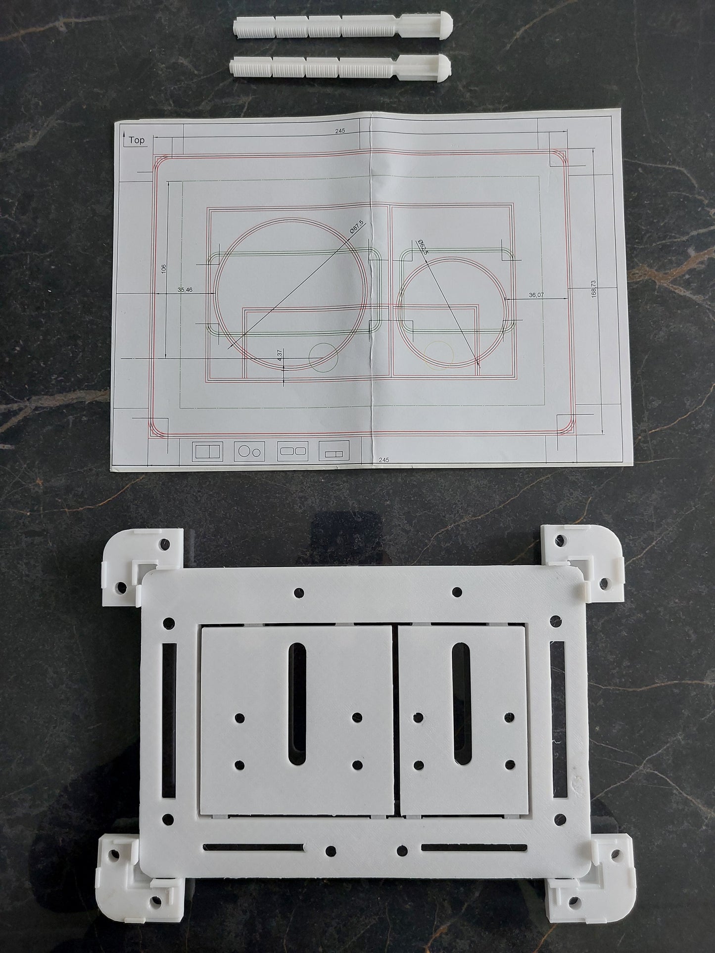 Toilet bedieningspaneel inbouw - montage systeem ( met LED verlichting )