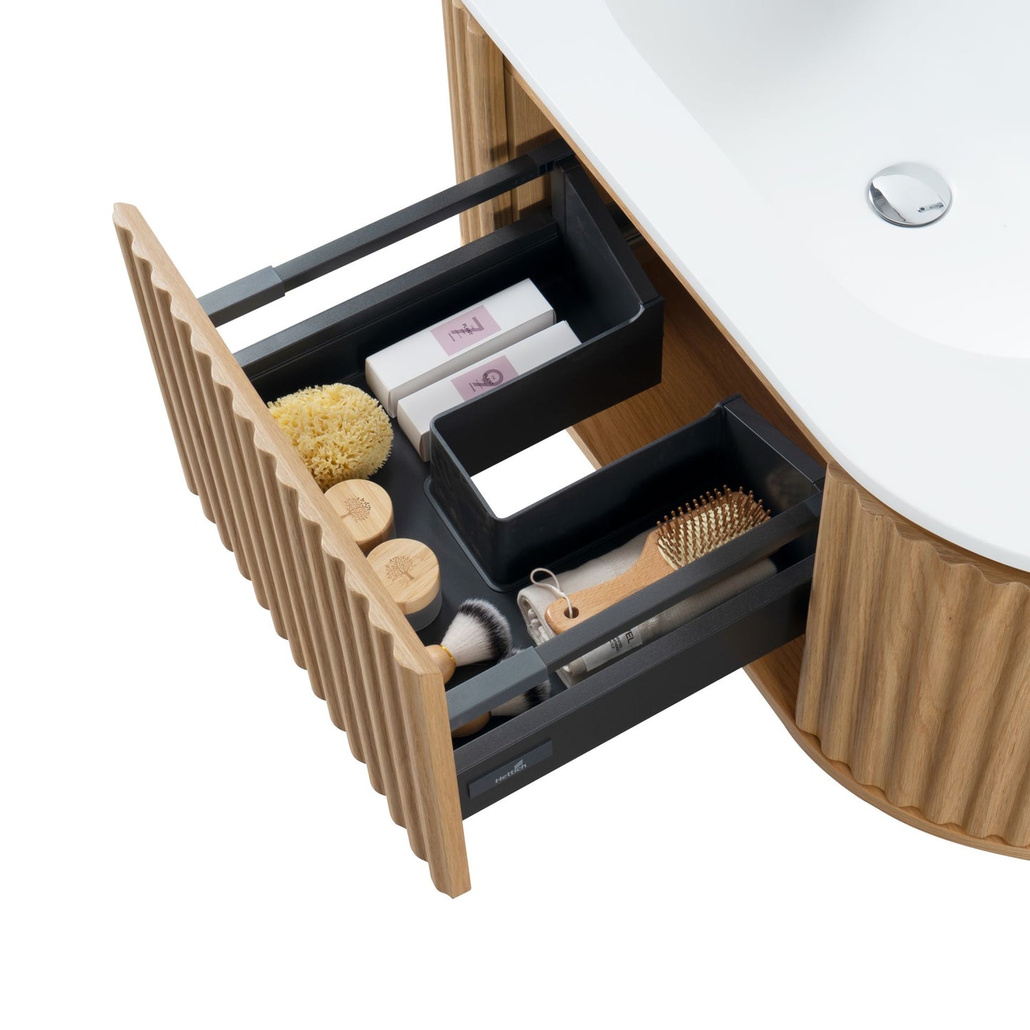 BEGONIA WASTAFELMEUBEL MET KOLOMKAST COMPLEET SET INCLUSIEF WASTAFEL & WASTAFELKRAAN & AFVOERPLUG & RUIMTEBESPAREND SIFON & LED Spiegel met verwarming