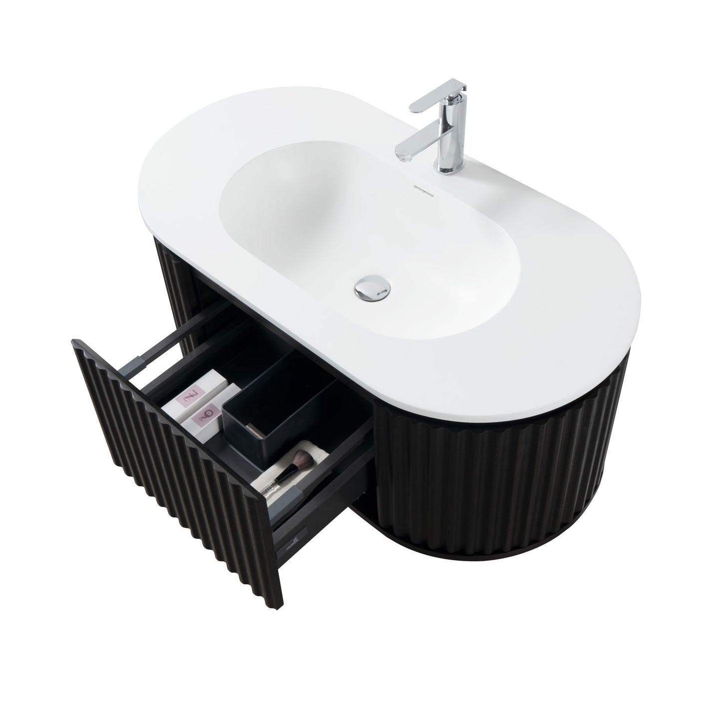 BEGONIA WASTAFELMEUBEL MET KOLOMKAST COMPLEET SET INCLUSIEF WASTAFEL & WASTAFELKRAAN & AFVOERPLUG & RUIMTEBESPAREND SIFON & LED Spiegel met verwarming