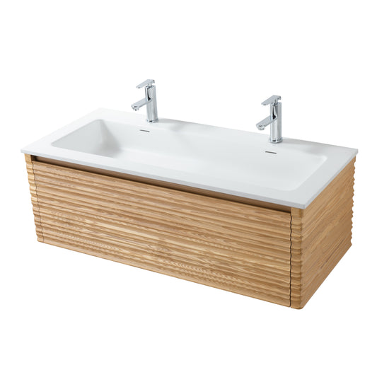 KAMELLIA WASTAFELONDERKAST - 1 LADE - GREEPLOOS  - SOFT CLOSE – 119X40X52 CM - LICHT WALNOTEN