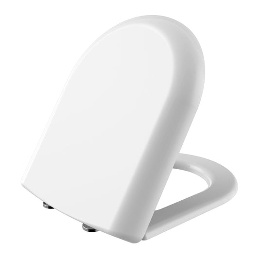 CREAVIT GRANDE WC-ZITTING - D-MODEL - SOFT CLOSE - QUICK RELEASE - DUROPLAST - RVS SCHARNIEREN - GLANZEND WIT