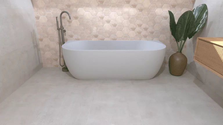 Kleinmann Half Vrijstaand Bad Mat Wit 180 x 80 cm Geertii