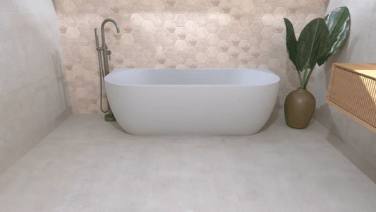 Kleinmann Half Vrijstaand Bad Mat Wit 180 x 80 cm Geertii