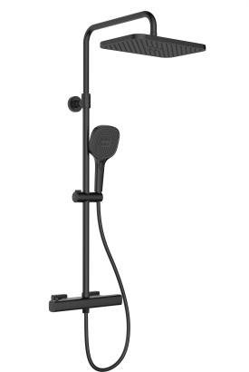 MALAGA ZWART bad regendouche set met thermostatische douchekraan