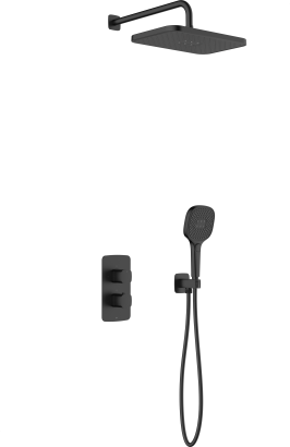 MALAGA BLACK inbouw set met thermostatische douchekraan