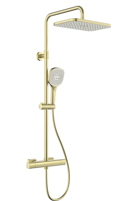 MALAGA GEBORSTELD LICHT GOUD bad regendouche set met thermostatische douchekraan