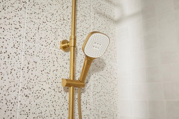 MALAGA GEBORSTELD LICHT GOUD bad regendouche set met thermostatische douchekraan