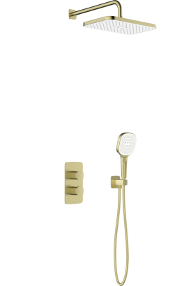 MALAGA GEBORSTELD LICHT GOUD inbouw set met thermostatische douchekraan