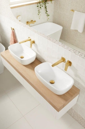 MALAGA Brushed Goud Inbouw Muurmodel Wastafelkraan