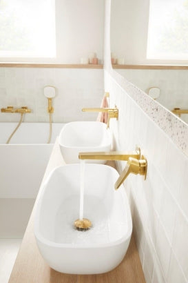 MALAGA Brushed Goud Inbouw Muurmodel Wastafelkraan