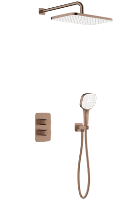 MALAGA GEBORSTELD ROSE GOUD inbouwset met thermostatische douchekraan