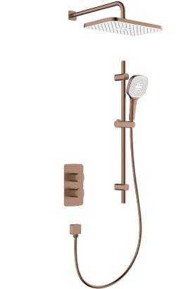 MALAGA GEBORSTELD ROSE GOUD inbouwset met thermostatische douchekraan en glijstang