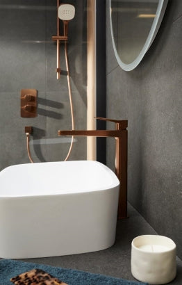 MALAGA GEBORSTELD ROSE GOUD inbouwset met thermostatische douchekraan en glijstang
