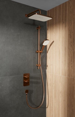 MALAGA GEBORSTELD ROSE GOUD inbouwset met thermostatische douchekraan en glijstang