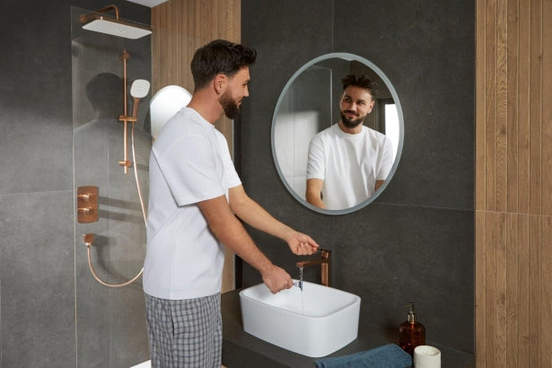 MALAGA GEBORSTELD ROSE GOUD inbouwset met thermostatische douchekraan en glijstang