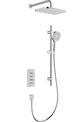 MALAGA CHROOM inbouwset met thermostatische douchekraan en schuifdouche