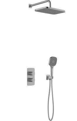 MALAGA GUN METAL GREY inbouwset met thermostatische douchekraan
