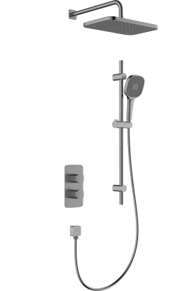 MALAGA GUN METAL GREY inbouwset met thermostatische douchekraan en glijstang