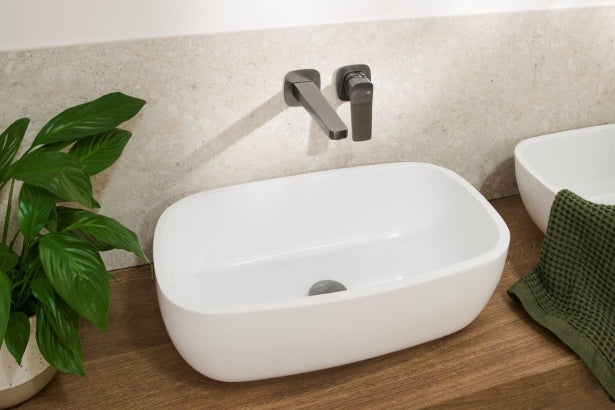 MALAGA Gun Metal Grey PVD Inbouw Muurmodel Wastafelkraan