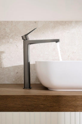MALAGA Gun Metal Grey PVD  hoogmodel Wastafelkraan