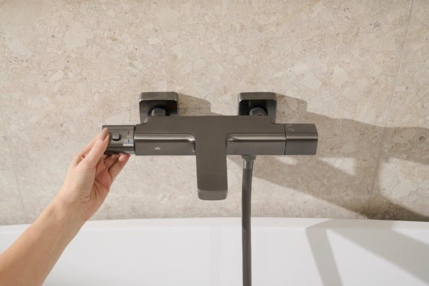 MALAGA GUN METAL OPBOUW THERMOSTATISCHE BADMENGKRAAN