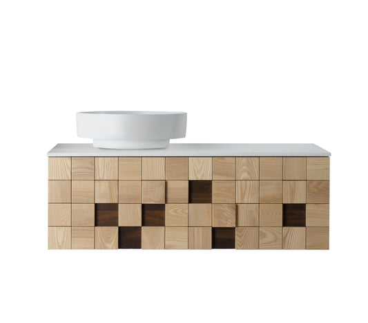 MIMOZA WASTAFELONDERKAST - 1 LADE - GREEPLOOS  - SOFT CLOSE – 119X40X52 CM - LICHT EIKEN
