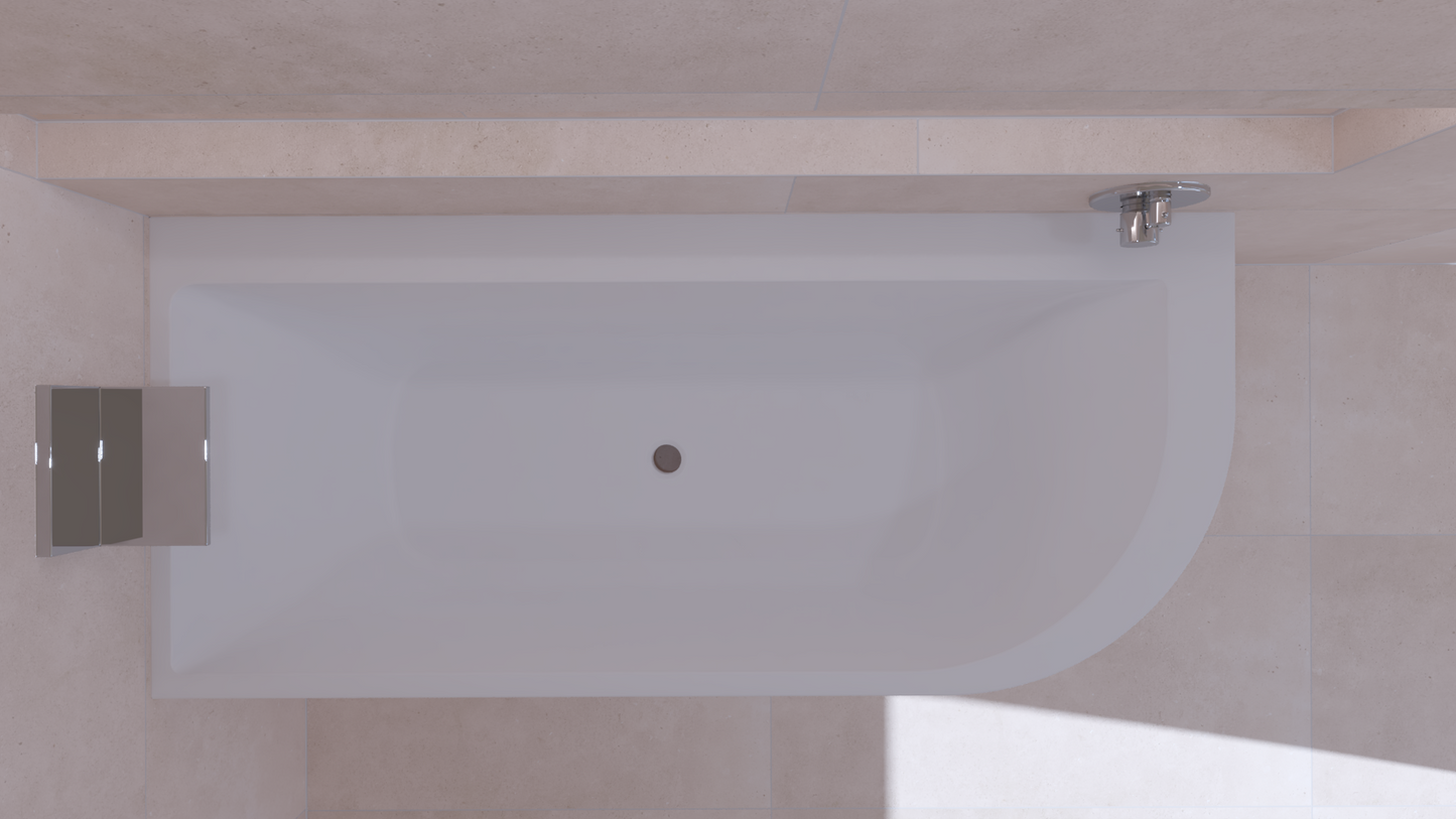 Kleinmann Hoekbad Bobbii – Mat Wit – 180×80 cm – LINKS